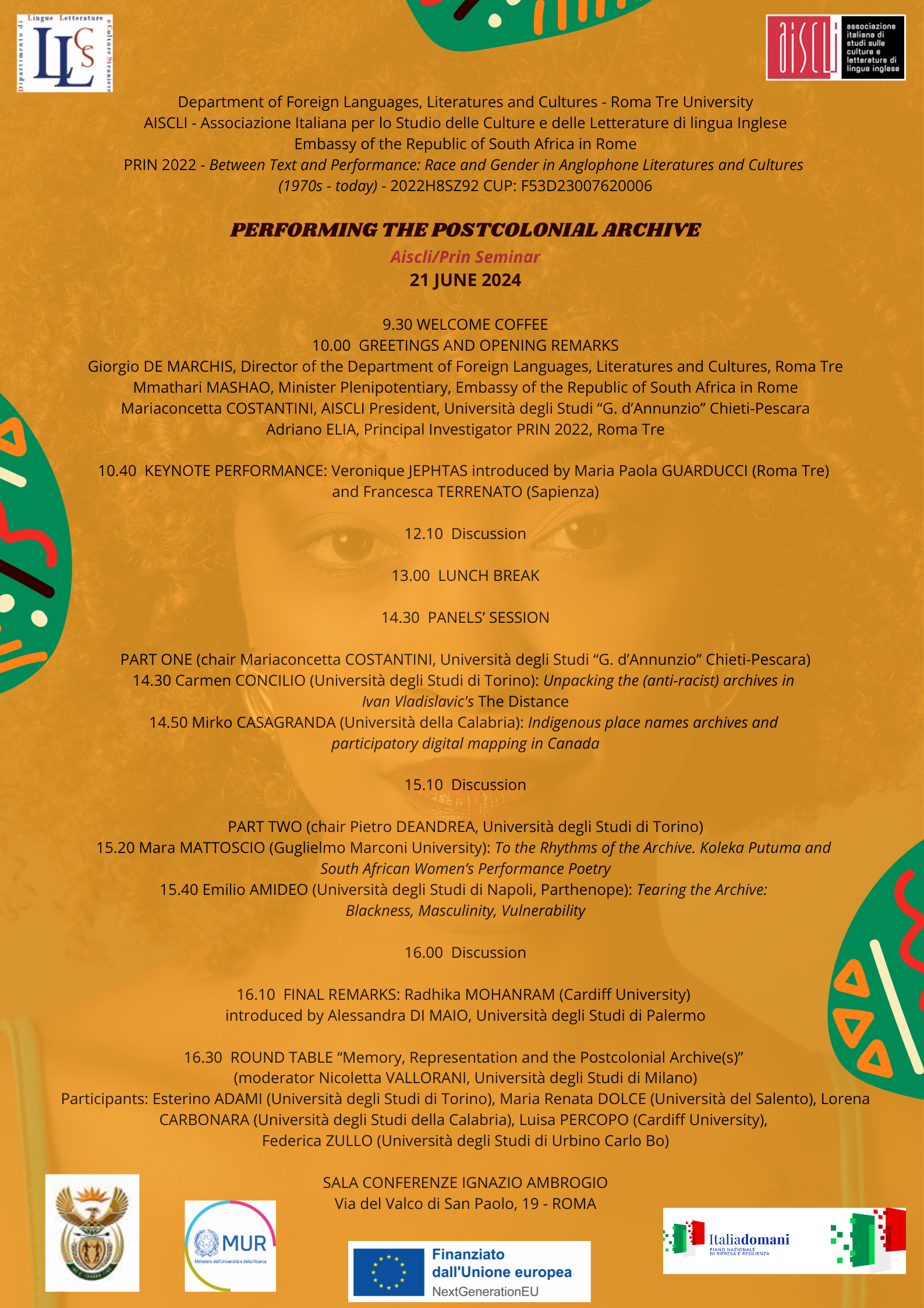 AISCLI/PRIN SEMINAR: “Performing the Postcolonial Archive” – June 21, 2024